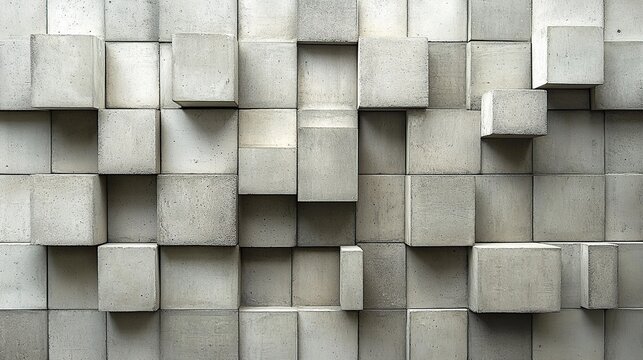 Fototapeta Grey concrete cube wall texture, modern building background, architectural design