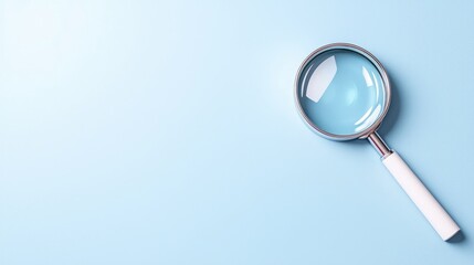 Magnifying glass on blue background; investigation concept; website banner