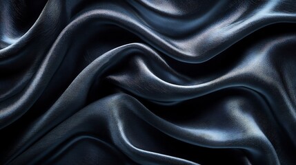 Fototapeta premium Dark Draped Silk Fabric Richly Textured. AI Generated