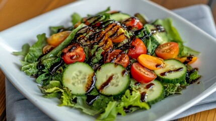 Fresh Garden Salad with Balsamic Glaze