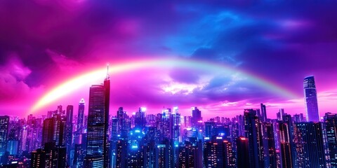 Fototapeta premium rainbow over city 