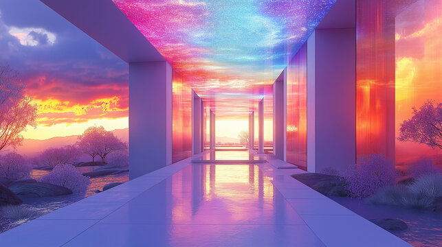 A Symphony of Colors: A Hallway to a Dreamy Sunset, Where Imagination Meets Reality.