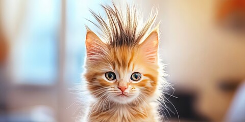 housecat kitten with lion's mane