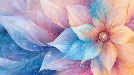 Obraz premium Ethereal cosmic flowers at cosmic dawn concept. Vibrant floral design with soft pastel colors and delicate textures