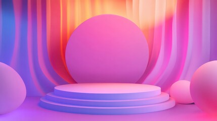 Giveaway podium with lighting, Stage Podium Scene with for Award, Decor element background. Vector illustration