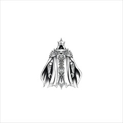 detailed hand-drawn sketch of a majestic fantasy cloak with elegant gothic pattern