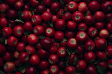 Riped red apples texture background.