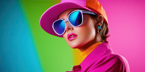 Stylish woman golfing at the golf course country club in modern fashions