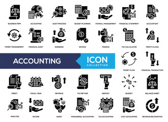Accounting Black Glyph Icon Collection
