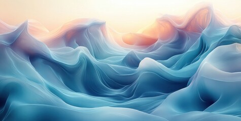 Obraz premium Serene Abstract Landscape Smooth Curves Gradient Teal Lavender Soft Light Minimalism