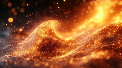 Abstract Gold Glitter Wave Background
