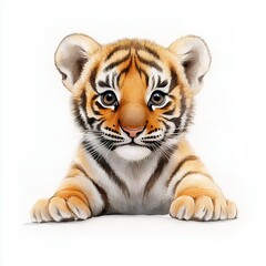 Obraz premium Adorable Tiger Cub Portrait: A Sweet and Innocent Baby Animal Image