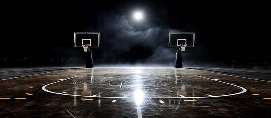 Night Basketball Game: Dramatic Court Scene