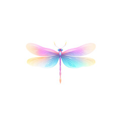 Fototapeta premium Tattoo sticker, dragonfly, rainbow colors, white background