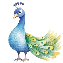 watercolors A vibrant peacock illustration 