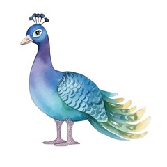 watercolors A vibrant peacock illustration 