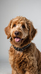 golden doodle dog isolated on white background