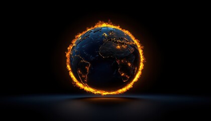 A fiery globe representing the urgent challenge of climate change and global warming.
