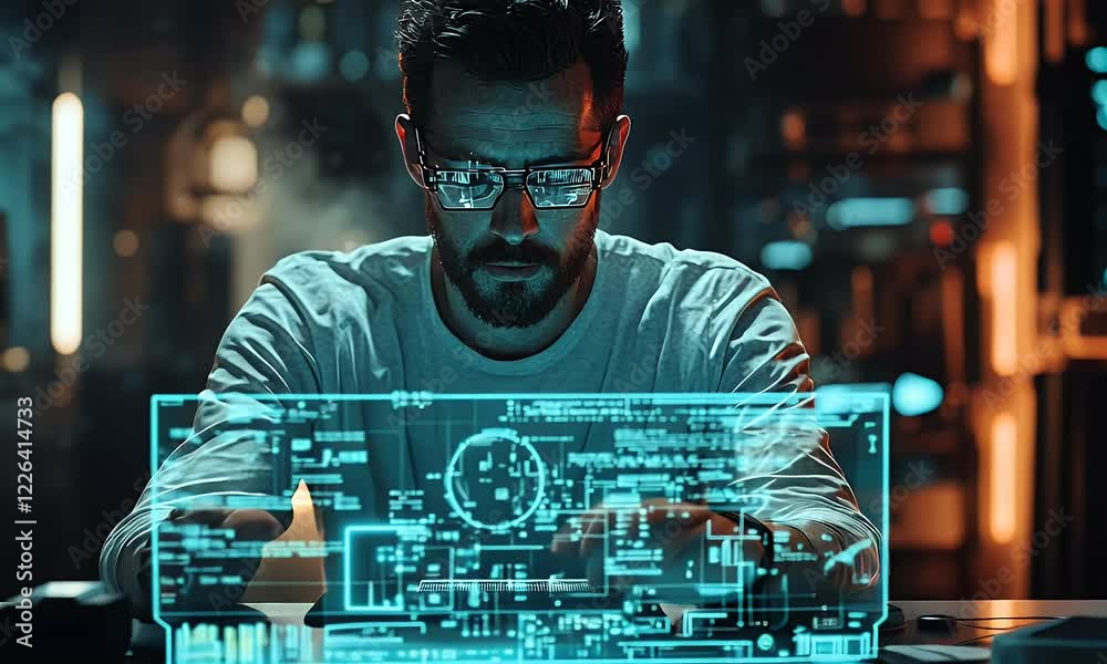 Aufkleber futuristic hud interface ring displays data on dark surface