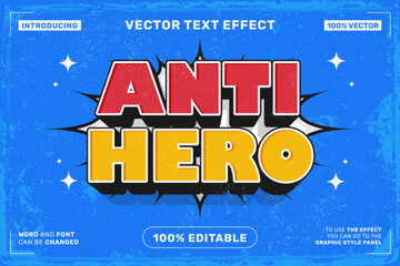 Editable text effect Anti Hero 3d Cartoon template style premium vector