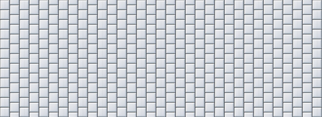 Fototapeta premium Seamless grey tile pattern. Square ceramic tiled texture for bathroom wall, kitchen floor, pool surface. Repeating gray mosaic grid background. Repeated light brick wallpaper. Vector backdrop