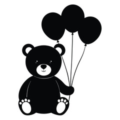 Naklejka premium The gorgeous teddy bear with tons of balloons appear too precious.