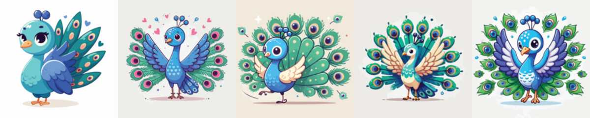 Very cute and adorable peacock vector