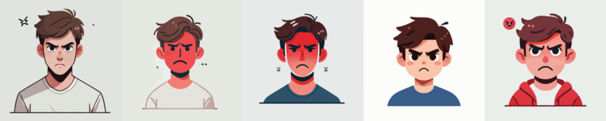 vector set of angry young men