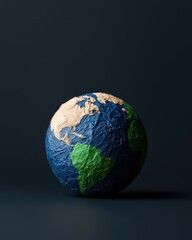 Fototapeta premium A textured globe highlighting the Earth's continents and oceans in creative colors.