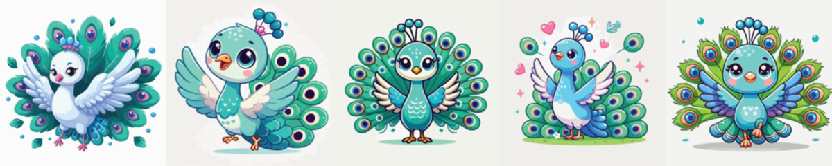 Very cute and adorable peacock vector
