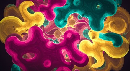 Chromatic Blooms: A vibrant and intricate artistic rendering of abstract, blooming organic shapes in a kaleidoscope of colors, swirling together in a mesmerizing display.