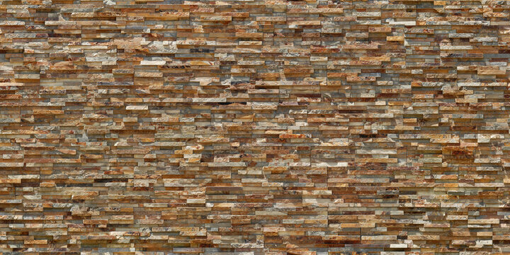 Seamless stone texture of thin sandstone stacked slabs wall cladding