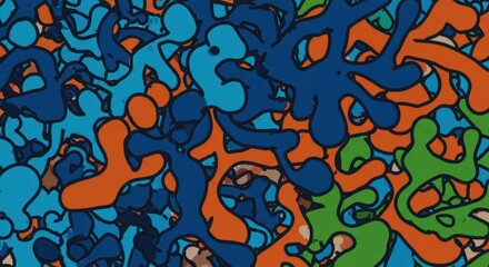 Abstract Organic Shapes: A captivating artistic composition featuring an array of dynamic and organically shaped forms, presented in a vivid spectrum of colors.