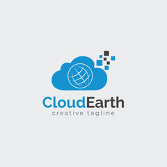 Cloud Earth, Cloud world, cloud logo template