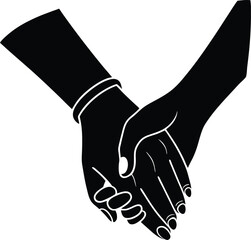 Obraz premium Holding Hands Silhouette Vector Design