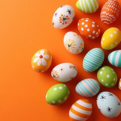 A modern and minimal Easter design with vibrant orange and white eggs. Perfect for seasonal branding and festive campaigns.