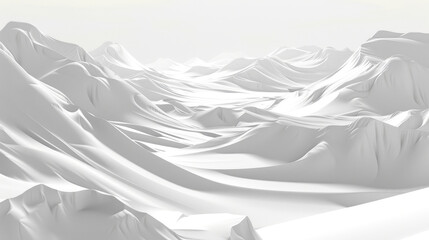 Obraz premium serene landscape of smooth, white mountains and valleys creates tranquil atmosphere, evoking feelings of calm and simplicity