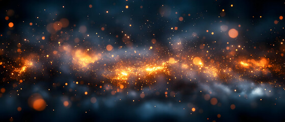 Fototapeta premium Glowing embers, dark smoky background, cosmic design