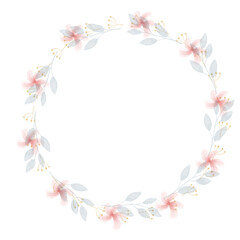Hand Drawn Rose Gold Colored Flower Wreath. Floral Vector Design Element for Birthday, New Year, Christmas Card, Wedding Invitation, Marketing, Advertising and Presentation.