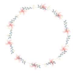 Hand Drawn Gold Colored Flower Wreath. Floral Vector Design Element for Birthday, New Year, Christmas Card, Wedding Invitation.