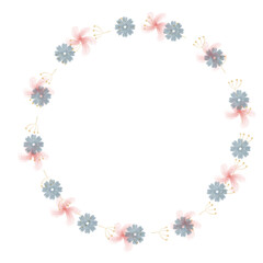 Hand Drawn Rose Gold Colored Flower Wreath. Floral Vector Design Element for Birthday, New Year, Christmas Card, Wedding Invitation, Marketing, Advertising and Presentation.