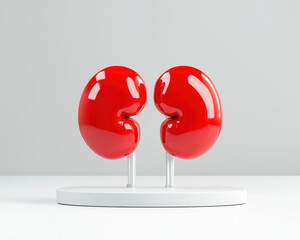 Stylized red kidney model showcasing organ structure and design in modern art.