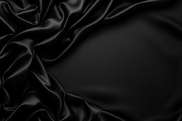 Fototapeta premium Silky fabric with smooth folds creating elegant texture on a seamless dark background. Luxurious and minimalist design. Ai generative