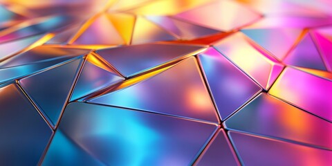 Abstract iridescent grids, geometric design, 3d render, Generative AI