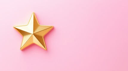 Obraz premium Shining Gold Star Symbolizing Customer Satisfaction on Pink Background