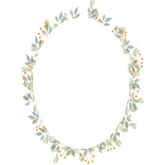 Obraz premium Hand Drawn Gold Colored Flower Wreath. Floral Vector Design Element for Birthday, New Year, Christmas Card, Wedding Invitation.