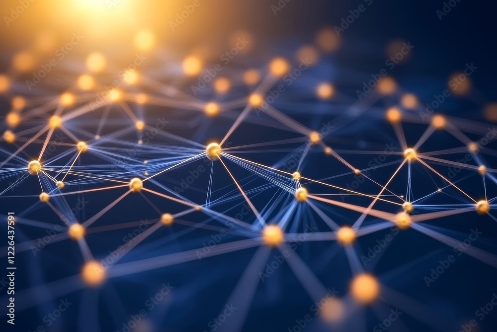 Aufkleber abstract network connection with bright dots and dynamic lines