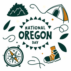 NATIONAL OREGON DAY silhouette vector illustration