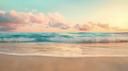 Fototapeta premium Stunning View of Nature Captured in a Beach Scene with Majestic Waves and Dramatic Cloudy Sky