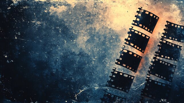 Vintage Filmstrip Glowing Darkly Against Textured Background. AI Generated